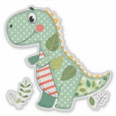Schattige Patchwork Baby Dinosaurus Sticker (Voorkant)