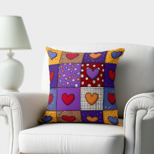 Schattige Patchwork Harten Kussen