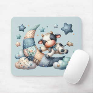 Schattige Patchwork Koe over Maan met Sterren Muismat