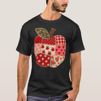 Schattige Patchwork Preppy Appels Terug Naar Schoo T-shirt