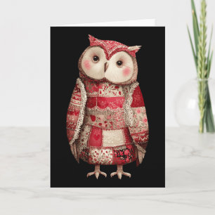 Schattige Patchwork Uil Quilt Liefhebber Valentijn Kaart