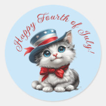 Schattige patriotische kitten kat 4 juli stickers