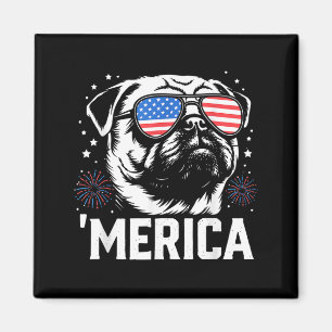 Schattige patriotische pug hond Amerika 4 juli gra Magneet