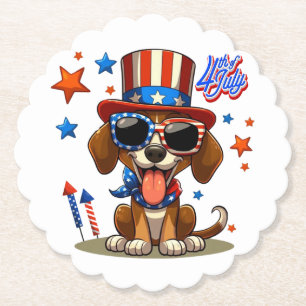 Schattige, patriottisch 4 juli hond / puppy kartonnen onderzetters