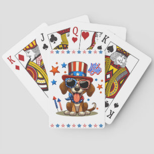 Schattige, patriottisch 4 juli hond / puppy pokerkaarten
