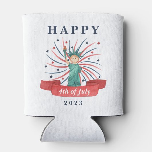 Schattige Patriottisch Rood Wit En Blauw 4 juli Blikjeskoeler (Achterkant)