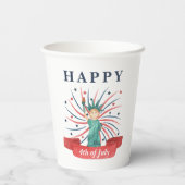Schattige Patriottisch Rood Wit En Blauw 4 juli Papieren Bekers (Achterkant)