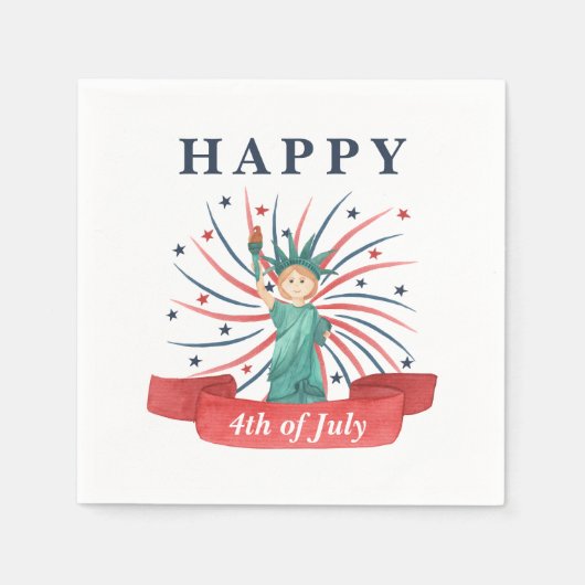 Schattige Patriottisch Rood Wit En Blauw 4 juli Servet (Voorkant)