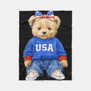 Schattige patriottische beer usa 4 juli amerikaans fleece deken