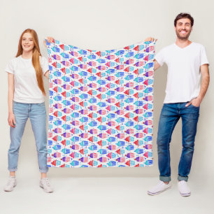Schattige patriottische rode witte en blauwe water fleece deken