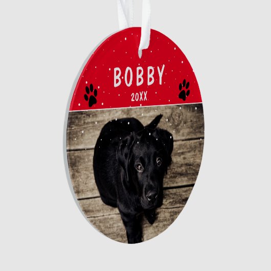 Schattige Paw Red Dog of Pet Christmas Foto Ornament (voorkant)