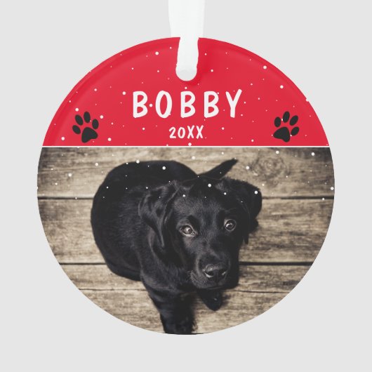 Schattige Paw Red Dog of Pet Christmas Foto Ornament (achterkant)