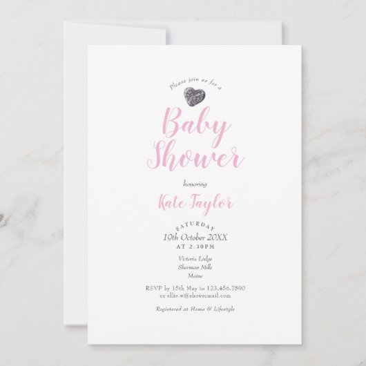 Schattige Pebble Hart Baby Shower / Sprinkle Kaart (Voorkant)