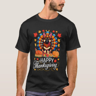 Schattige pelgrim Duitse herder hond kalkoen geluk T-shirt