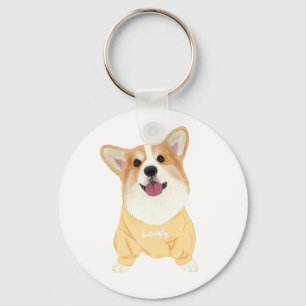 Schattige Pembroke Corgi Cartoon Puppy Hond Liefhe Sleutelhanger
