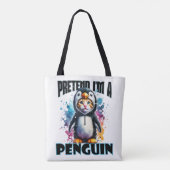 Schattige Penguin Cat Design voor speelse creaties Draagtas (Achterkant)
