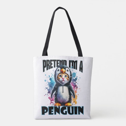 Schattige Penguin Cat Design voor speelse creaties Draagtas (Achterkant)