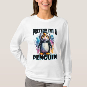 Schattige Penguin Cat Design voor speelse creaties T-shirt