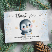 Schattige Penguin Winter Baby shower Dank je kaart