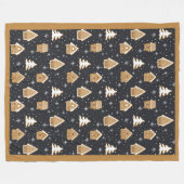 Schattige peperkoek dorp voor bomen Blauwe kerst Fleece Deken (Voorkant (Horizontaal))