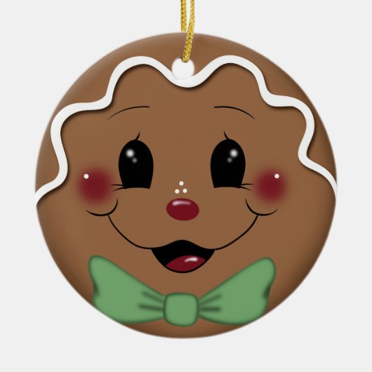 Schattige peperkoek jongen kerstversiering keramisch ornament (Voorkant)