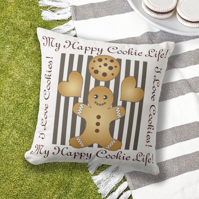 Schattige peperkoek Man Cookie Kinder Buitenkussen (Creator heeft geüpload)