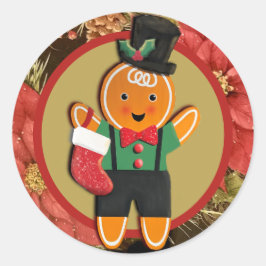 Schattige peperkoek man kerst ronde sticker