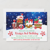 Schattige peperkoek man Kerstmis trein Kinderen ve Kaart (Voorkant)