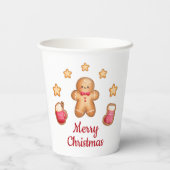 Schattige peperkoek Man Vrolijk Kerstfeest Papieren Bekers (Achterkant)