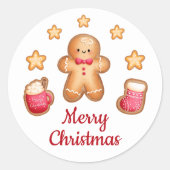 Schattige peperkoek Man Vrolijk Kerstfeest Ronde Sticker (Voorkant)