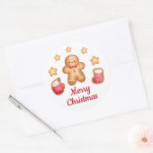 Schattige peperkoek Man Vrolijk Kerstfeest Ronde Sticker (Envelop)