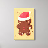 Schattige peperkoek met een kerstmuts canvas afdruk (Voorkant)