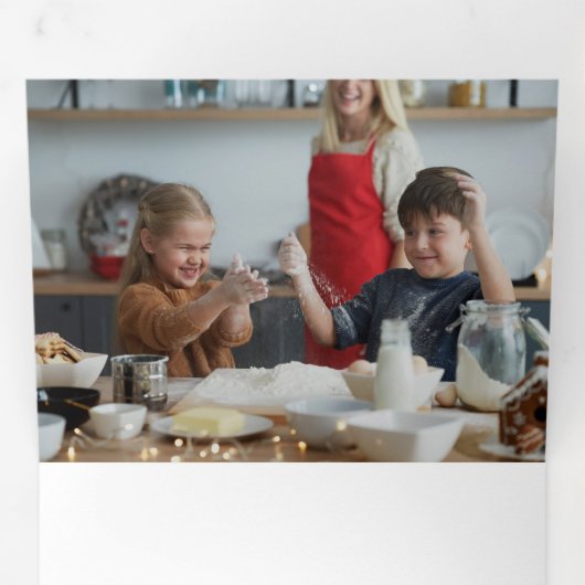 Schattige peperkoek Vrolijk kerstfeest Multiphoto Drieluik Wenskaart (Binnenzijde eerst)