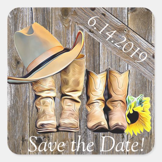Schattige Persoonlijke Rustieke Save the Date Vierkante Sticker (Voorkant)