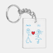 Schattige persoonlijke tekenreekscode in liefde sleutelhanger (Voorkant Links)