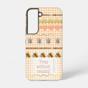 Schattige perzik wit controleert gouden harten bij samsung galaxy hoesje