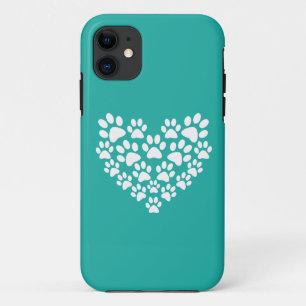 Schattige Pet Paw Print Hart iPhone 11 Hoesje
