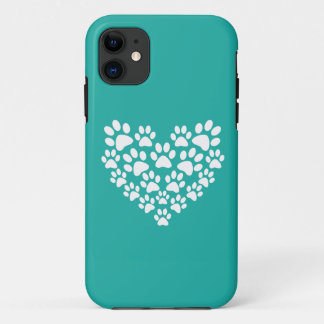 Schattige Pet Paw Print Hart iPhone 11 Hoesje