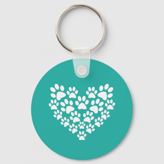 Schattige Pet Paw Print Hart Sleutelhanger (Voorkant)