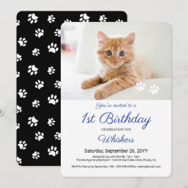 Schattige Pet Photo Paw Prints Verjaardagsfeest Kaart