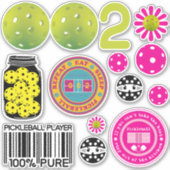 Schattige pickleball sticker sheet 002, groot (Voorkant)