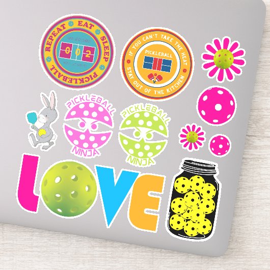 Schattige pickleball sticker sheet 003, groot (Detail)