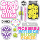 Schattige pickleball sticker sheet 007, groot (Voorkant)