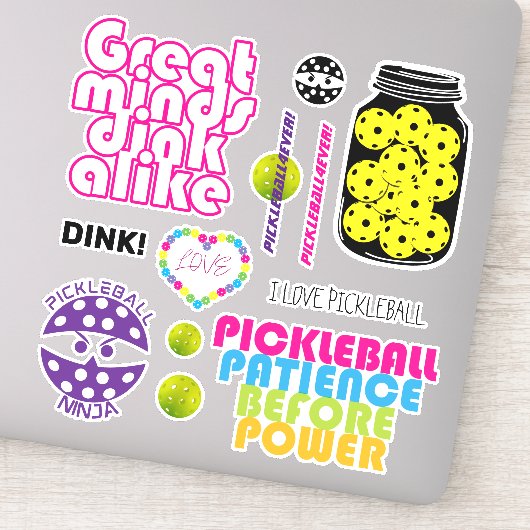Schattige pickleball sticker sheet 007, groot (Detail)