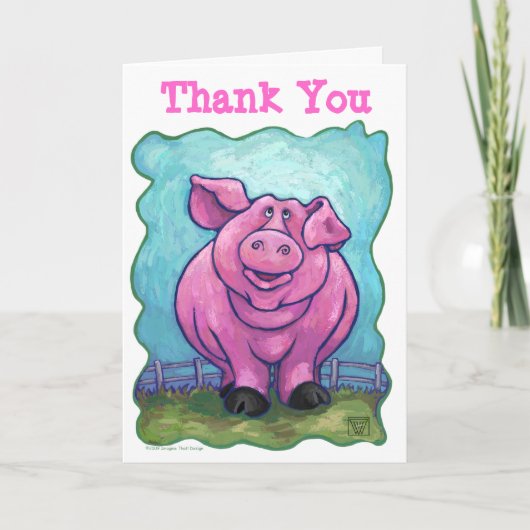 Schattige Pig Birthay Party Dank u Bedankkaart (Voorkant)