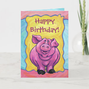 Schattige Pig Happy Birthday Kaart