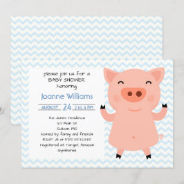 Schattige Piggy Baby shower voor Meisje Kaart