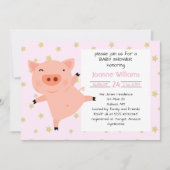 Schattige Piggy Baby shower voor Meisje Kaart (Voorkant)
