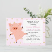 Schattige Piggy Baby shower voor Meisje Kaart (Staand voorkant)