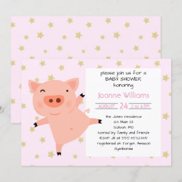 Schattige Piggy Baby shower voor Meisje Kaart